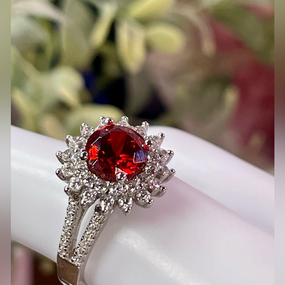 Fire Garnet & Sapphire
Silver ring